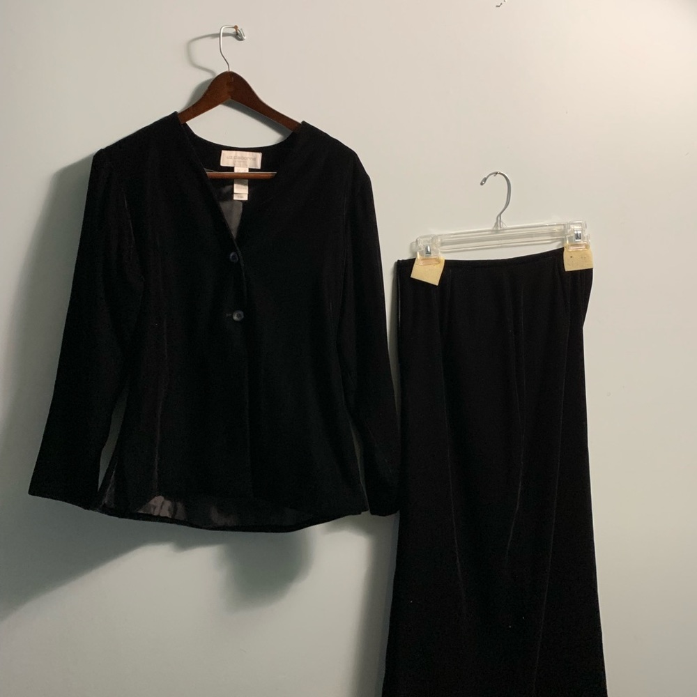 Black velvet jacket and long skirt